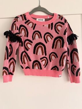 Like New Sovereign Code Pink Rainbow Tassel-Trim Sweater